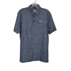 Under Armour Golf Polo Shirt Mens Blue Size Small HeatGear Loose Fit